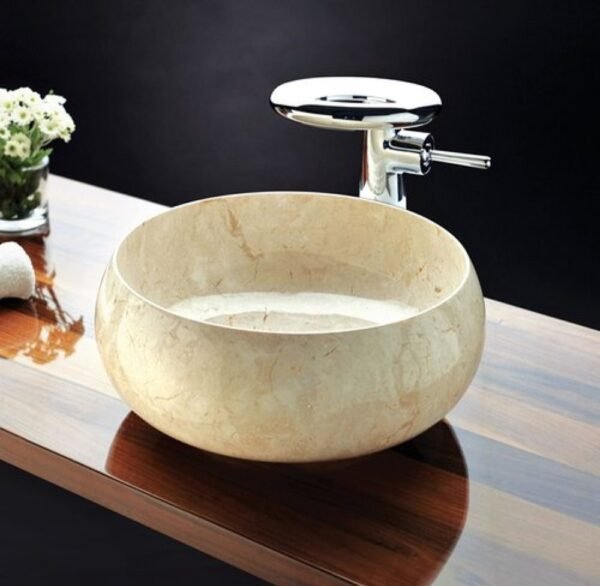 Zoyo Cera Beige Stone Table Top Wash Basin, For Bathroom